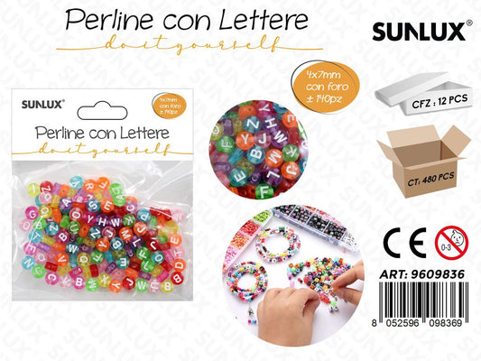 Sunlux Perline Lettere c/ Foro 140PCS 4*7MM