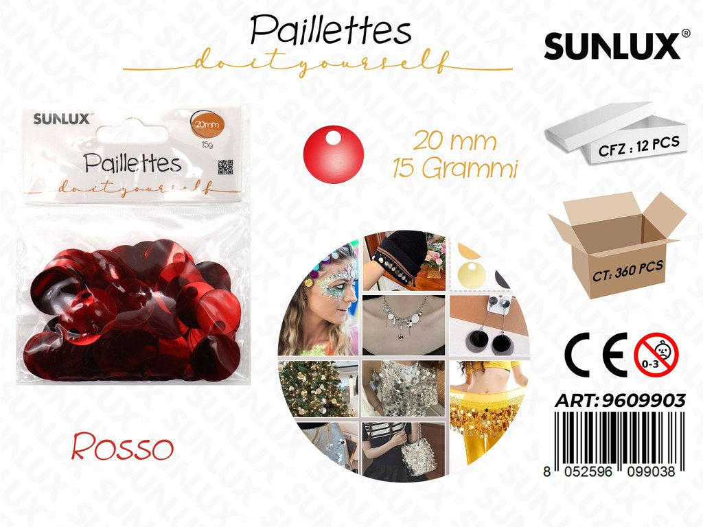 Sunlux Paillettes Rosso 15GR 20MM
