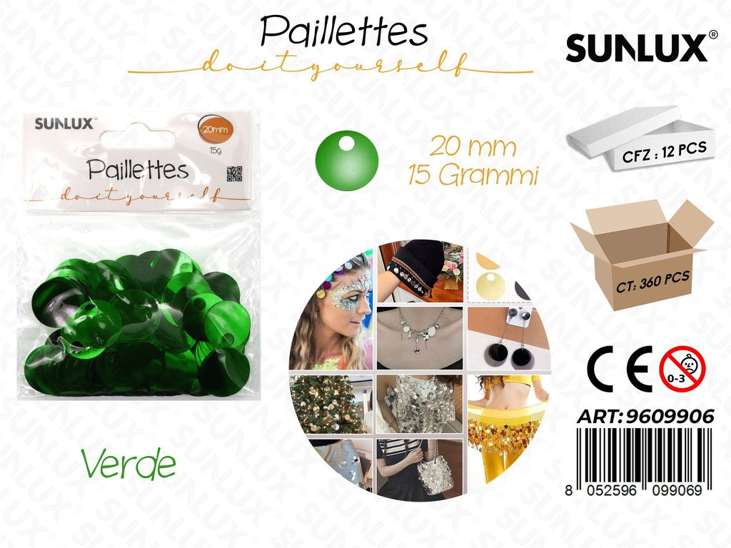 Sunlux Paillettes Verde 15GR 20MM