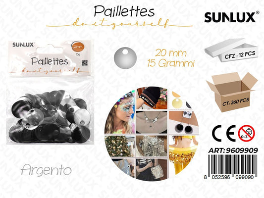 Sunlux Paillettes Argento 15GR 20MM