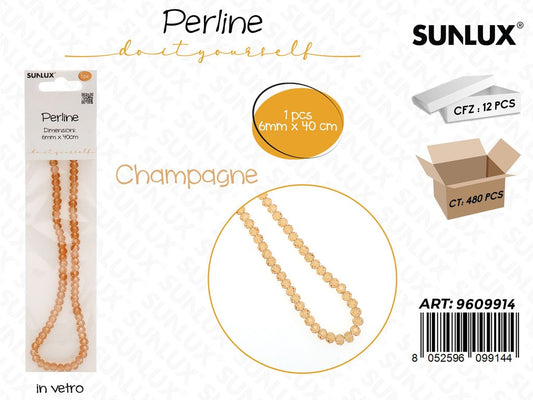 Sunlux Perline in Vetro Champagne 6MM*40CM