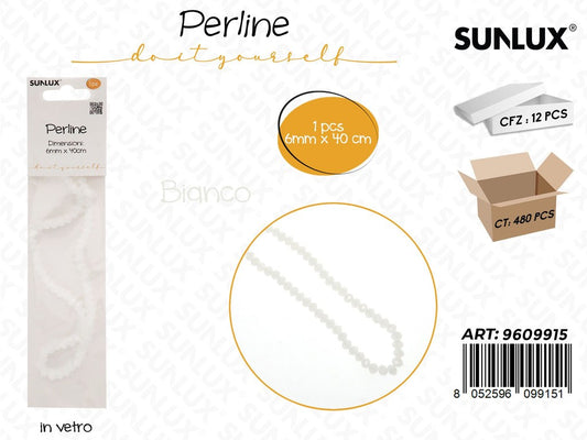 Sunlux Perline in Vetro Bianco 6MM*40CM