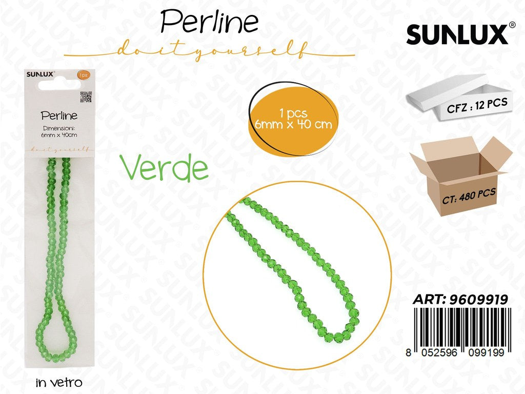 Sunlux Perline in Vetro Verde 6MM*40CM