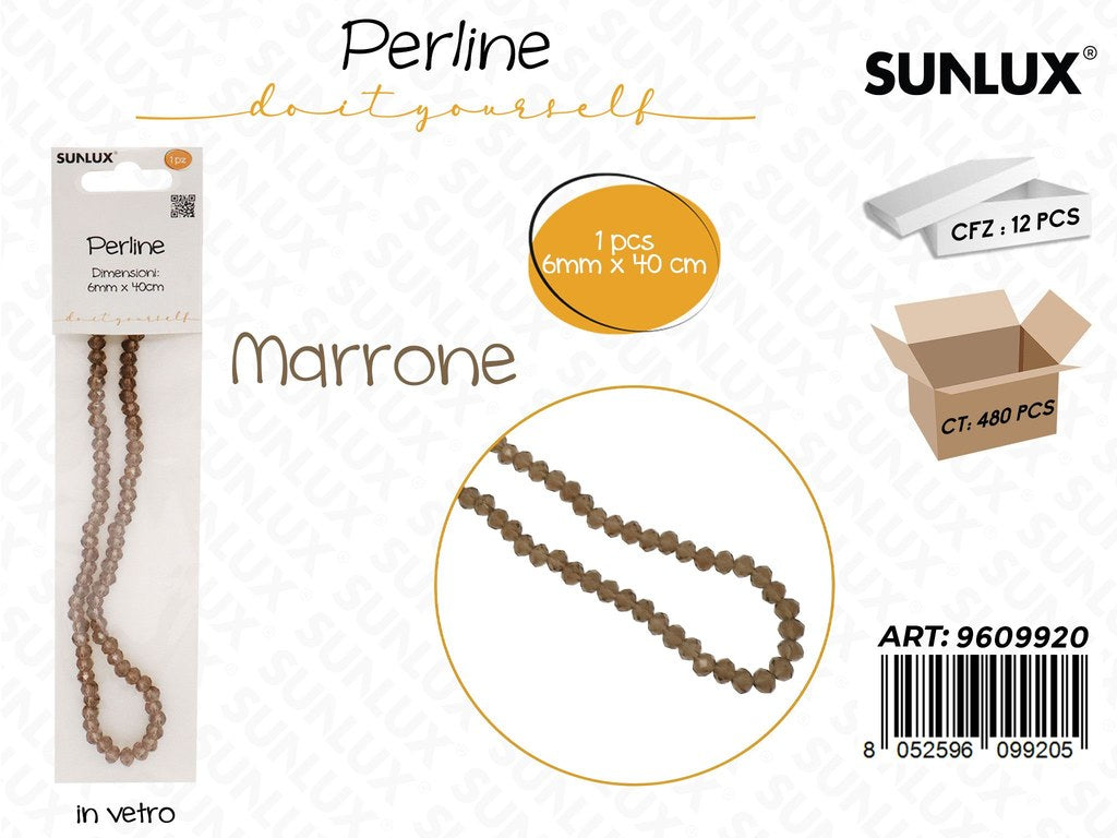 Sunlux Perline in Vetro Marrone 6MM*40CM