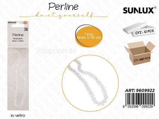 Sunlux Perline in Vetro Trasp. 8MM*40CM