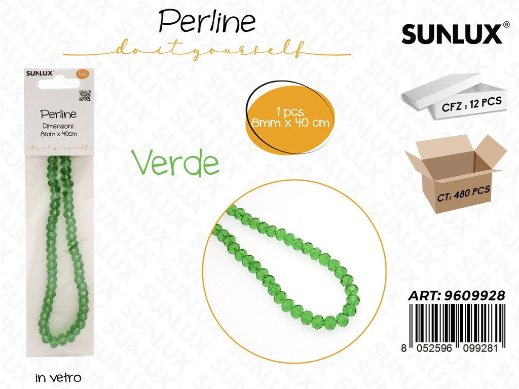 Sunlux Perline in Vetro Verde 8MM*40CM