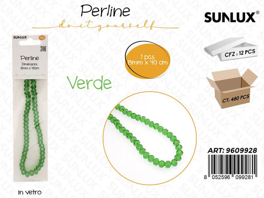 Sunlux Perline in Vetro Verde 8MM*40CM
