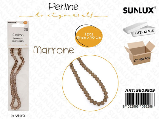 Sunlux Perline in Vetro Marrone 8MM*40CM