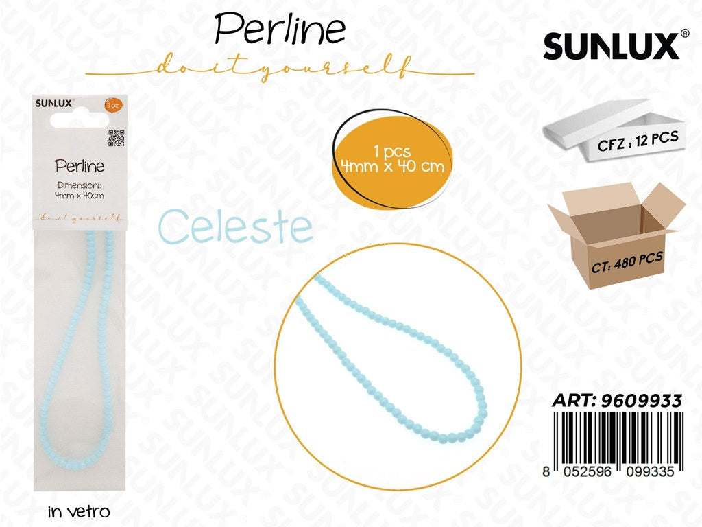 Sunlux Perline in Vetro Celeste 4MM*40CM