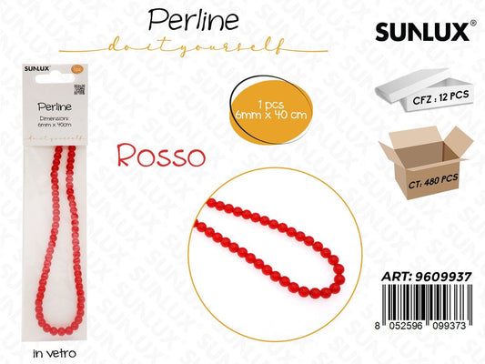 Sunlux Perline in Vetro Rosso 6MM*40CM /P