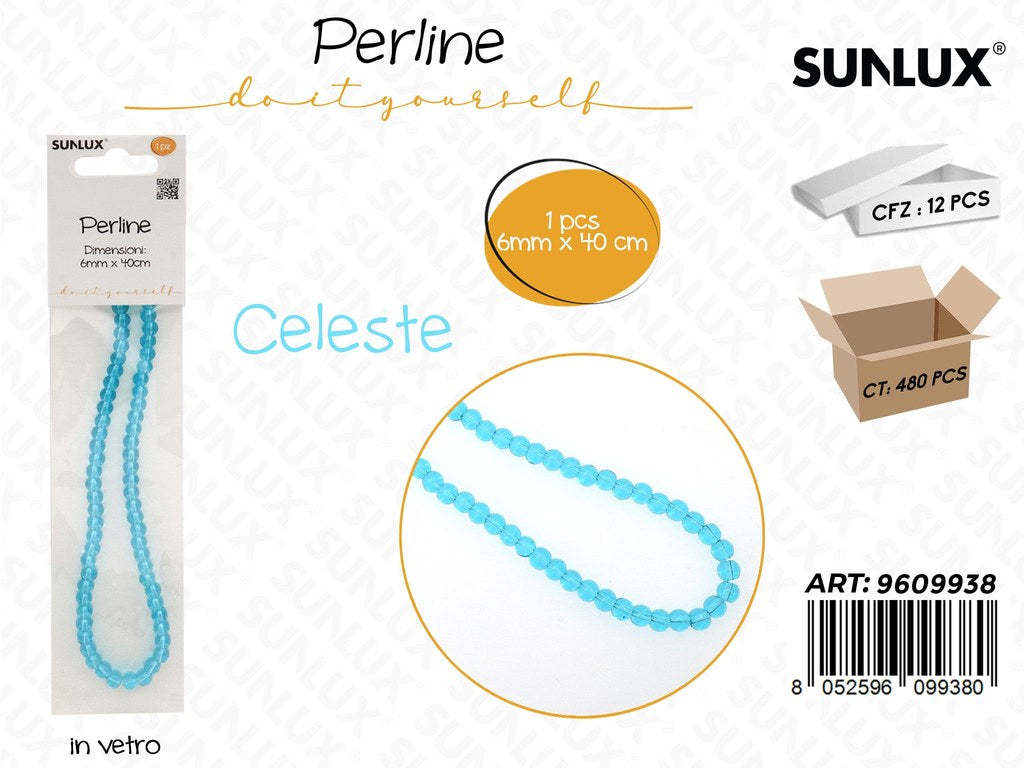 Sunlux Perline in Vetro Celeste 6MM*40CM
