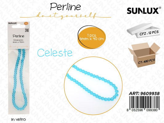 Sunlux Perline in Vetro Celeste 6MM*40CM