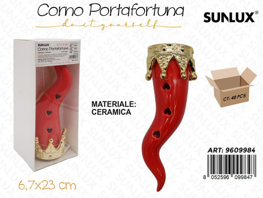 Sunlux Corno Portafortuna Ceramica 6.7*23CM