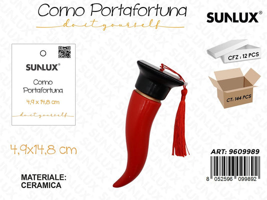 Sunlux Corno Portafortuna Laurea Ceramica 4.9*14.8CM