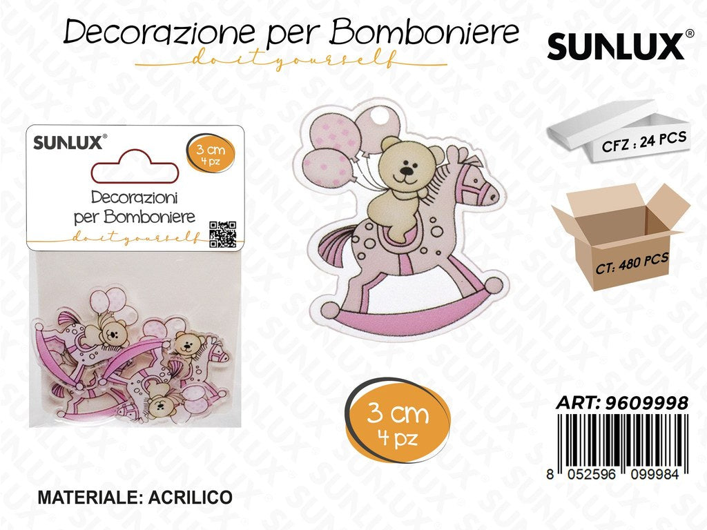 Sunlux Dec. Bomboniere Baby Girl 4PCS 3CM