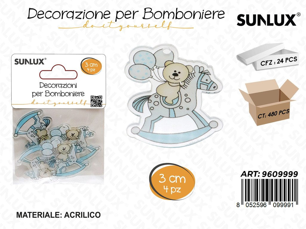 Sunlux Dec. Bomboniere Baby Boy 4PCS 3CM