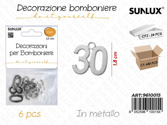 Sunlux Dec. Bomb. 30ANNI Arg. Metallo 1.8CM