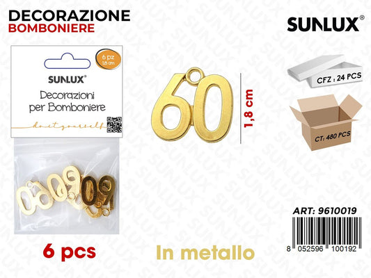 Sunlux Dec. Bomb. 60ANNI Oro Metallo 1.8CM