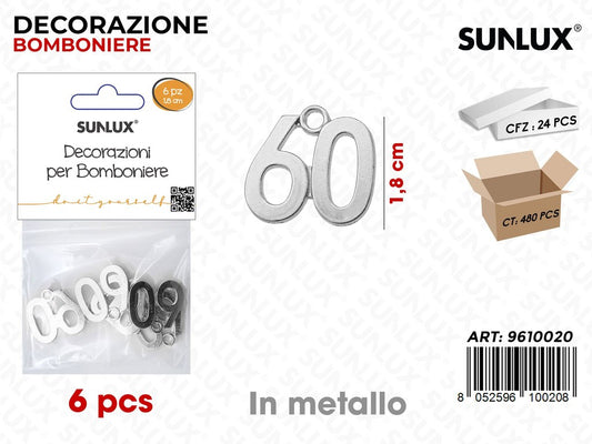 Sunlux Dec. Bomb. 60ANNI Arg. Metallo 1.8CM