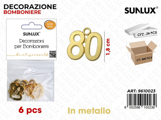 Sunlux Dec. Bomb. 80ANNI Oro Metallo 1.8CM