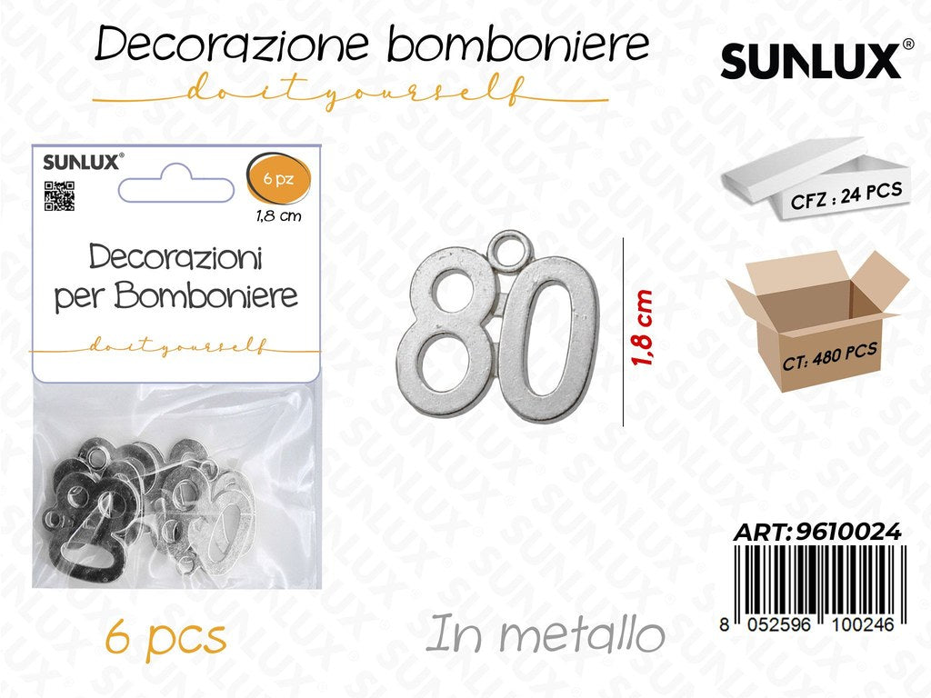 Sunlux Dec. Bomb. 80ANNI Arg. Metallo 1.8CM
