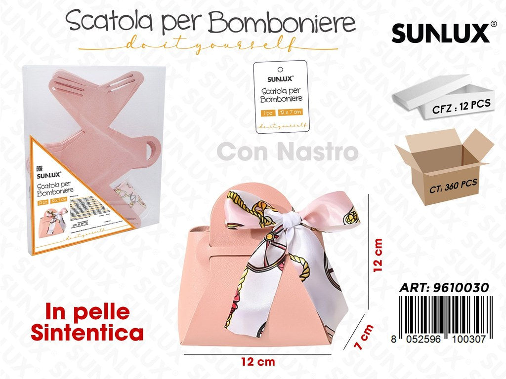 Sunlux Scatola Bomb. Rosa c/Nastro 12*7CM