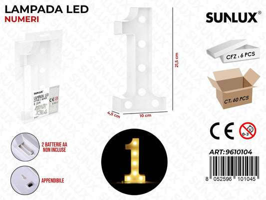 Sunlux Lampada a Led NUM.1 10*21.5*4.5CM