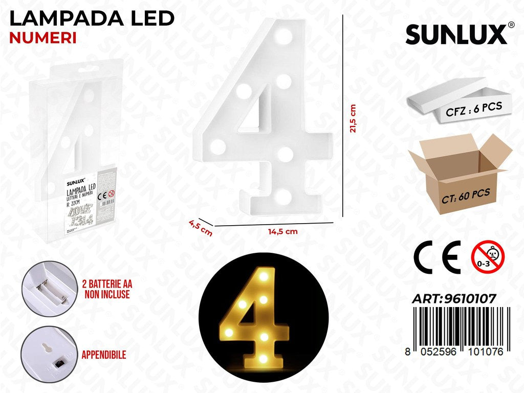 Sunlux Lampada a Led NUM.4 14.5*21.5*4.5CM