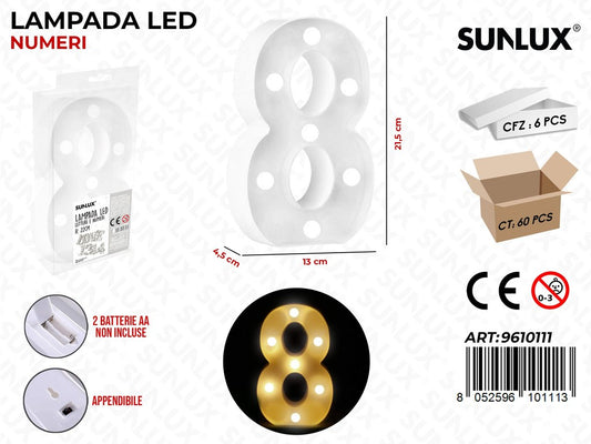 Sunlux Lampada a Led NUM.8 13*21.5*4.5CM
