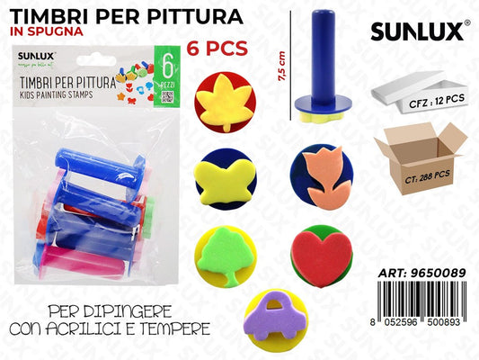 Sunlux Timbri Pittura in Spugna 6PCS Ass