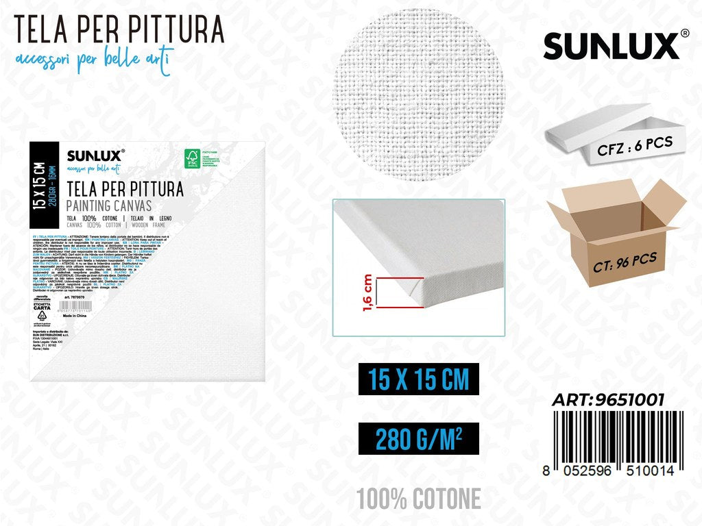 Sunlux Tela per Pittura 15*15CM 16MM 280GR