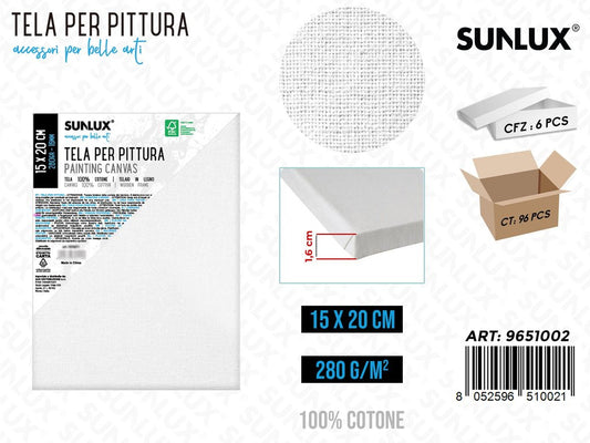 Sunlux Tela per Pittura 15*20CM 16MM 280GR