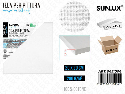 Sunlux Tela per Pittura 20*20CM 16MM 280GR
