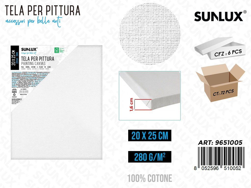 Sunlux Tela per Pittura 20*25CM 16MM 280GR