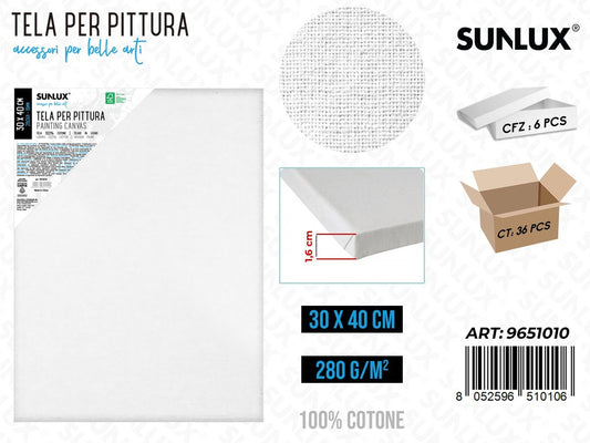 Sunlux Tela per Pittura 30*40CM 16MM 280GR
