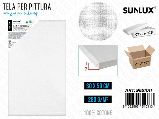 Sunlux Tela per Pittura 30*50CM 16MM 280GR