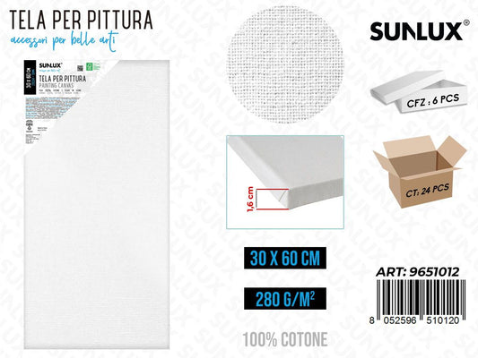 Sunlux Tela per Pittura 30*60CM 16MM 280GR