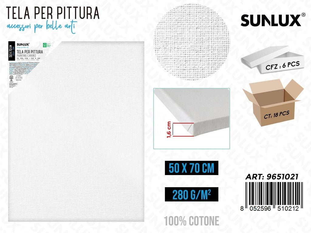 Sunlux Tela per Pittura 50*70CM 16MM 280GR