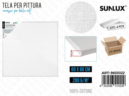 Sunlux Tela per Pittura 60*60CM 16MM 280GR
