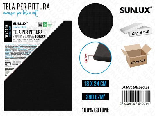 Sunlux Tela per Pittura Nero 18*24CM 280G