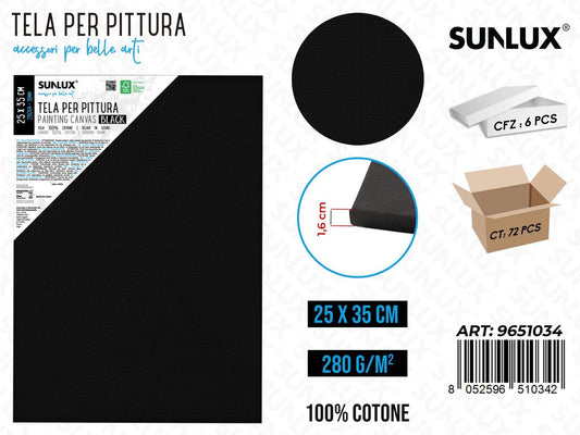 Sunlux Tela per Pittura Nero 25*35CM 280G