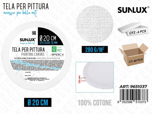 Sunlux Tela per Pittura Bianco D.20CM 280G
