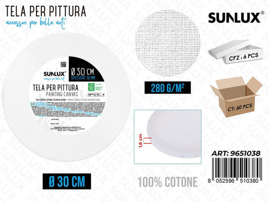 Sunlux Tela per Pittura Bianco D.30CM 280G