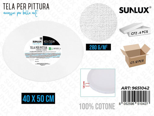 Sunlux Tela per Pittura Bianco 40*50CM 280G