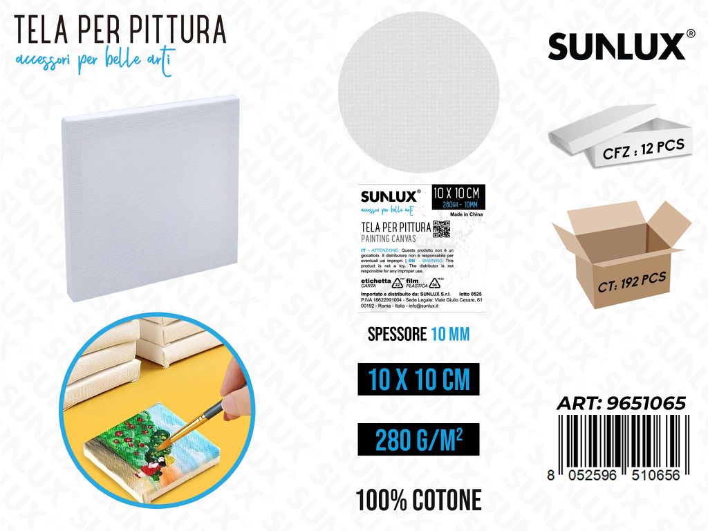 Sunlux Tela per Pittura 10*10*1CM 280GM