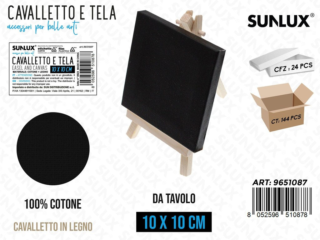 Sunlux Cavalletto e Tela da Tav. Nero 10*10CM