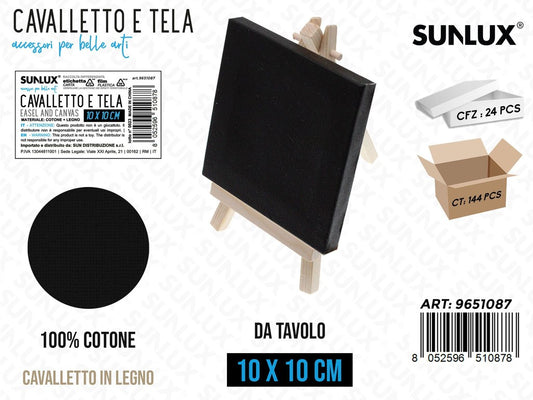 Sunlux Cavalletto e Tela da Tav. Nero 10*10CM