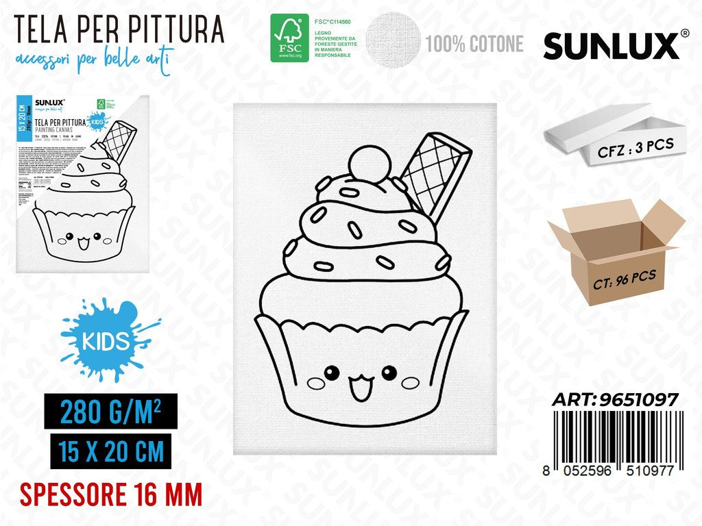 Sunlux Tela per Pittura Kids 15*20CM 16MM 280GR
