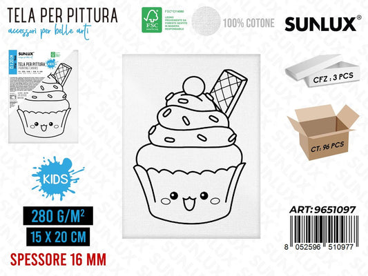 Sunlux Tela per Pittura Kids 15*20CM 16MM 280GR