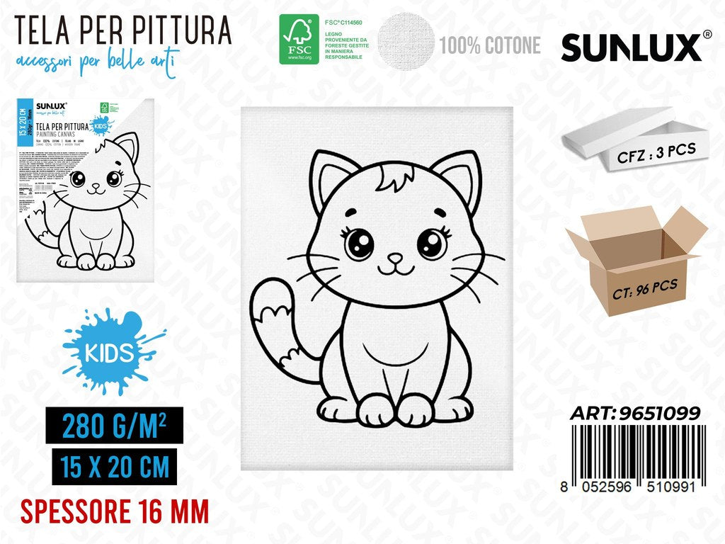Sunlux Tela per Pittura Kids 15*20CM 16MM 280GR